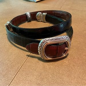 Brighton 36” black & brown reversible two tone belt.  Silver & brass hardware.